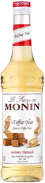 MONIN Toffee Nut Syrup 700ml bottle – buttery toffee and roasted nut flavour for coffee, cocktails, milkshakes, and desserts