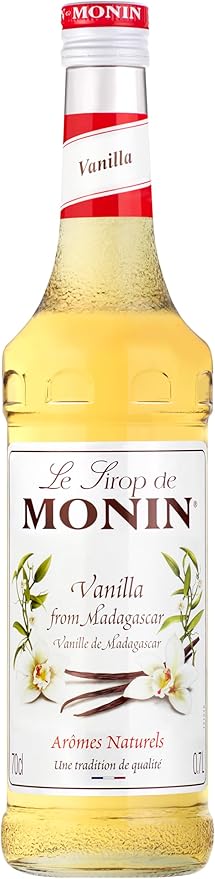 MONIN Vanilla Syrup 700ml bottle – rich Madagascan vanilla flavour for coffee, cocktails, milkshakes, and desserts