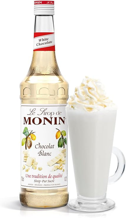 MONIN Premium White Chocolate Syrup 700ml bottle – vegan and allergen-free