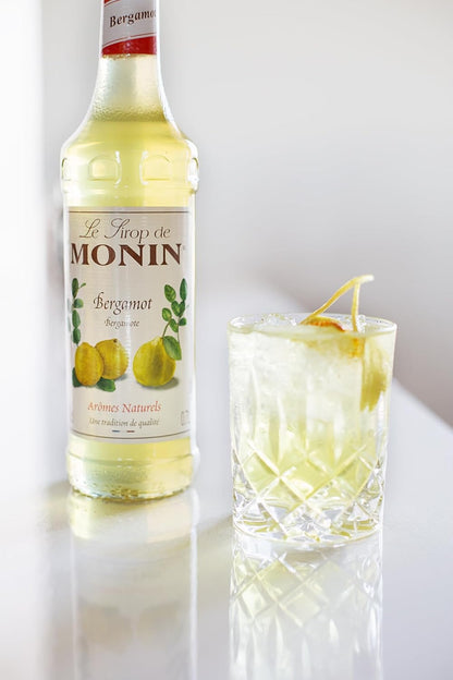 MONIN Bergamot flavour syrup – vegan and allergen-free 700ml drink syrup bottle