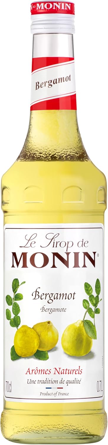 MONIN Bergamot flavour syrup – vegan and allergen-free 700ml drink syrup bottle