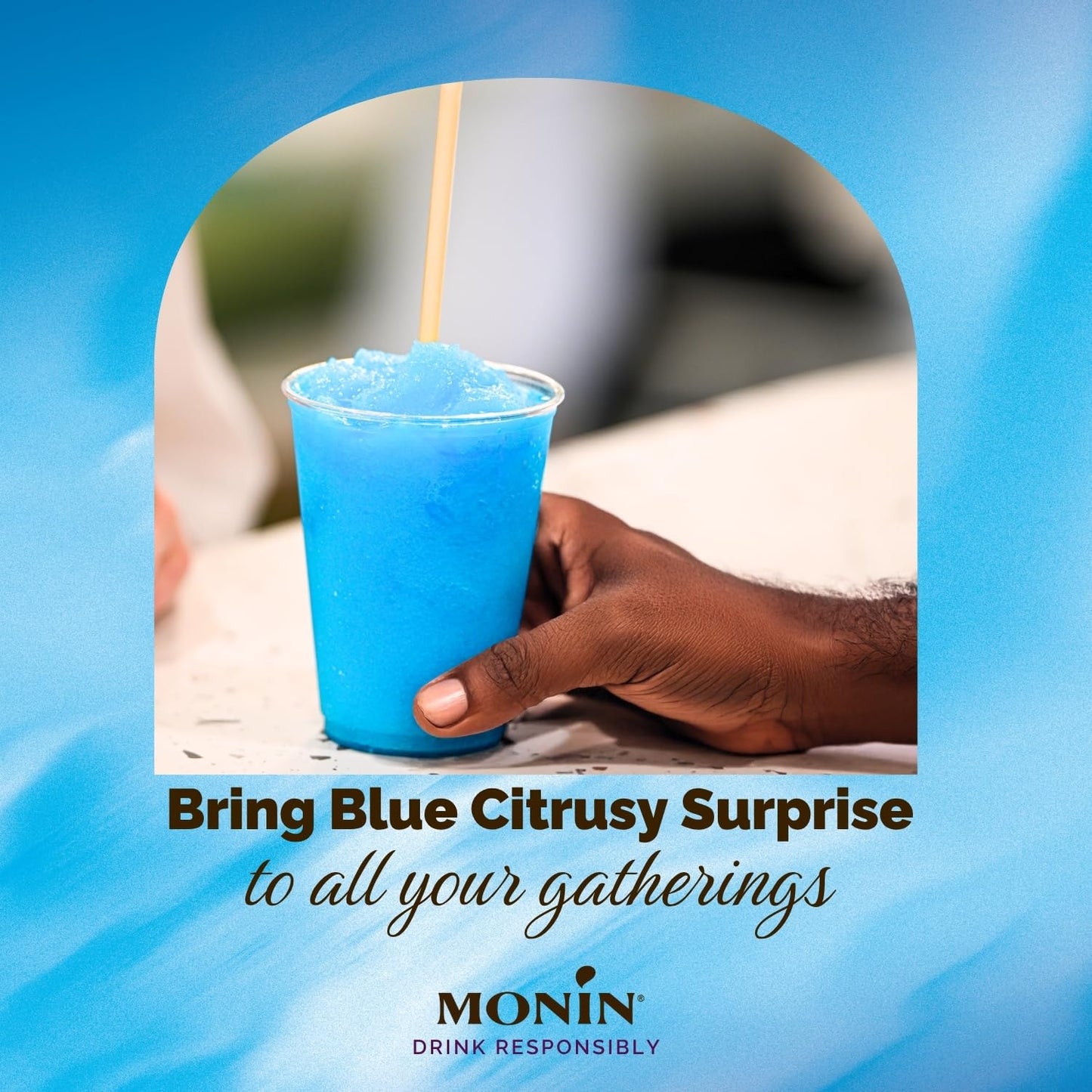 MONIN 700 ml Blue Curacao Syrup – Allergen-Free, Vegan, for Creative Drinks & Beverages