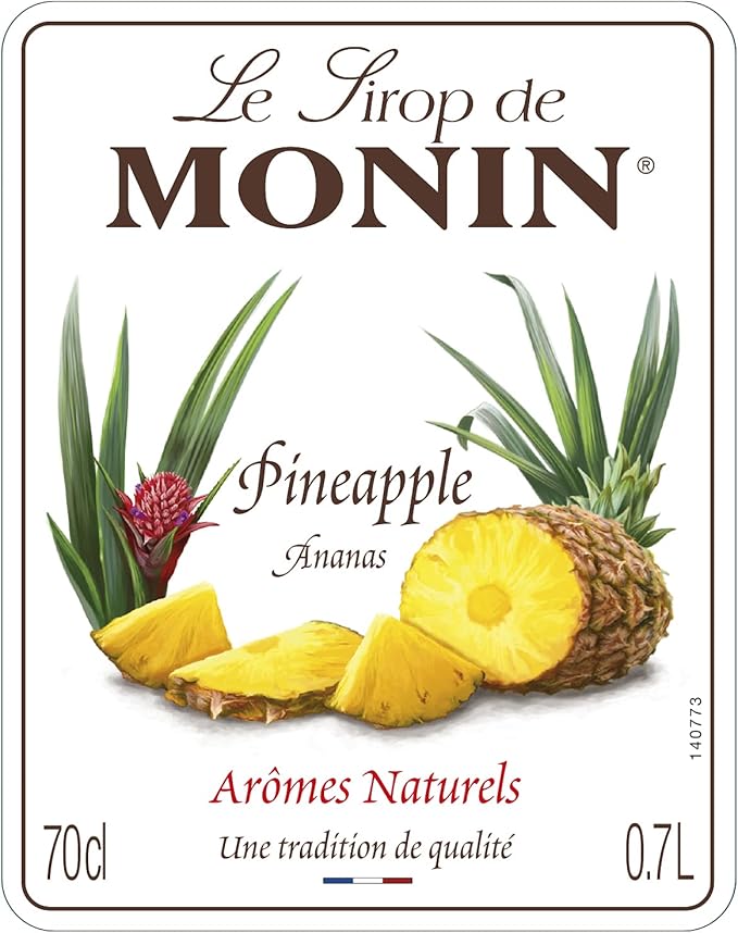 MONIN Premium Pineapple Syrup 700 ml glass bottle on white background