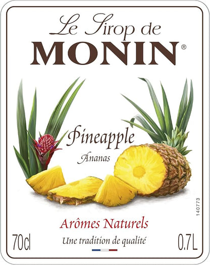 MONIN Premium Pineapple Syrup 700 ml glass bottle on white background