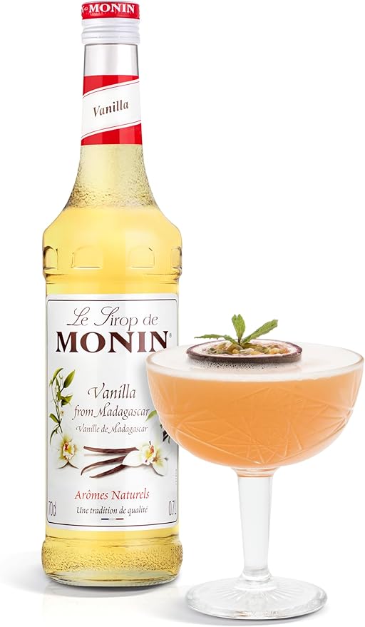 MONIN Vanilla Syrup 700ml bottle – rich Madagascan vanilla flavour for coffee, cocktails, milkshakes, and desserts