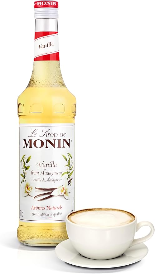 MONIN Vanilla Syrup 700ml bottle – rich Madagascan vanilla flavour for coffee, cocktails, milkshakes, and desserts