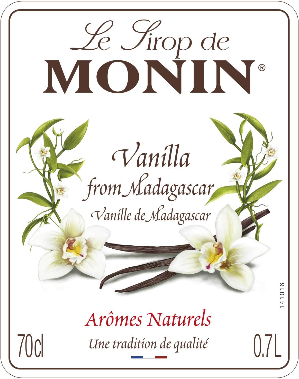 MONIN Vanilla Syrup 700ml bottle – rich Madagascan vanilla flavour for coffee, cocktails, milkshakes, and desserts