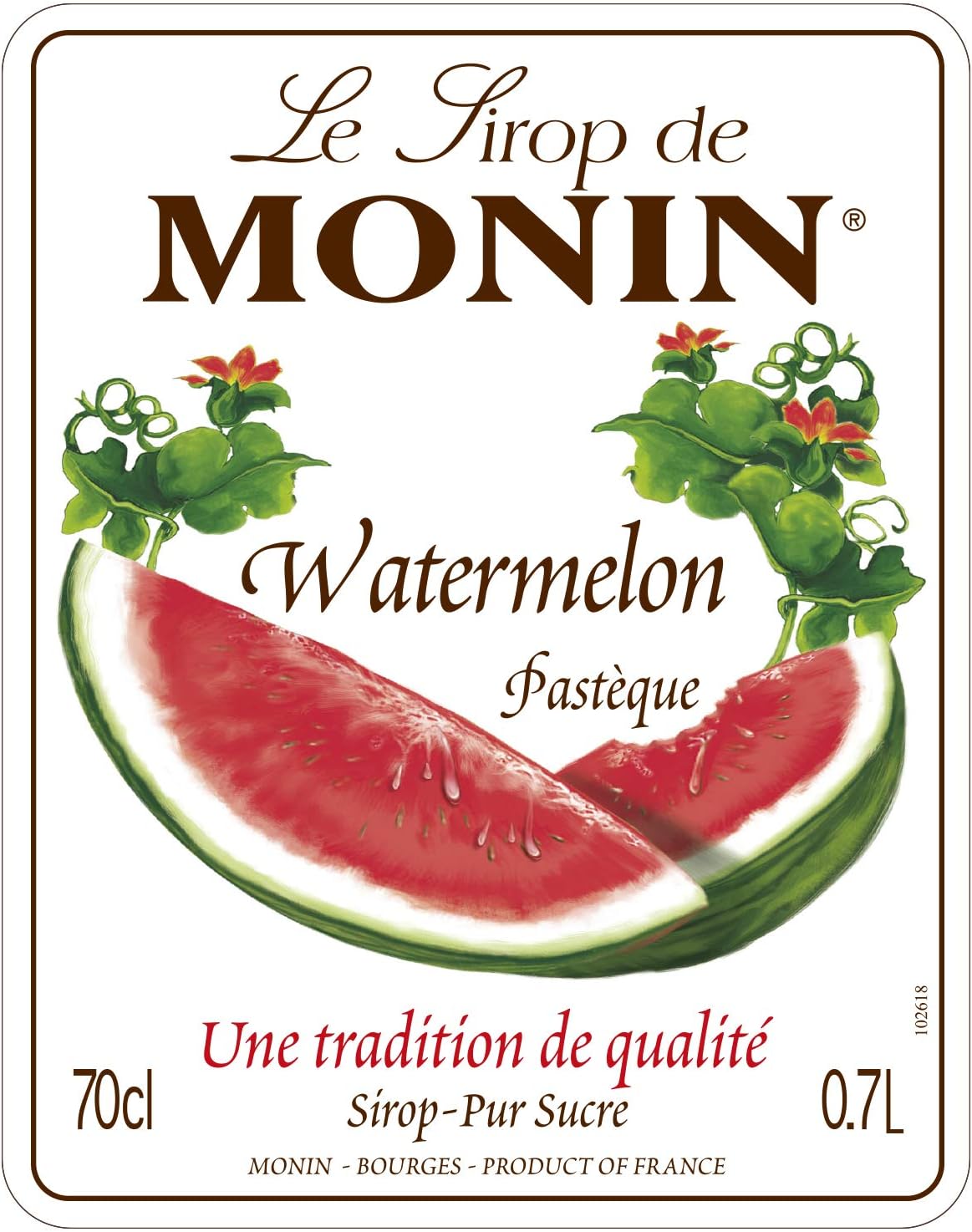 Monin Watermelon Syrup 700ml Bottle – Fruity, Natural Flavouring