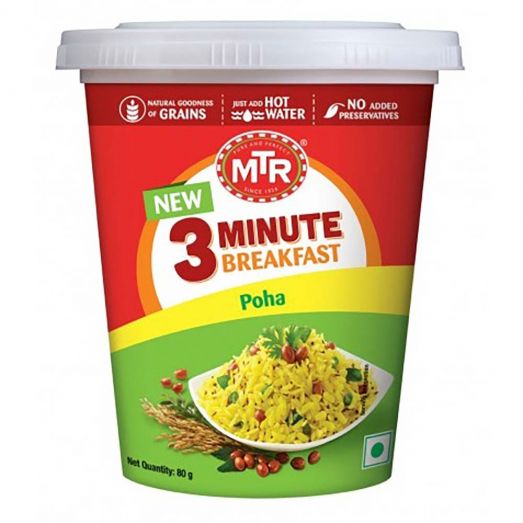 MTR Poha 80g ready to eat flattened rice breakfast snack in branded single serve packaging