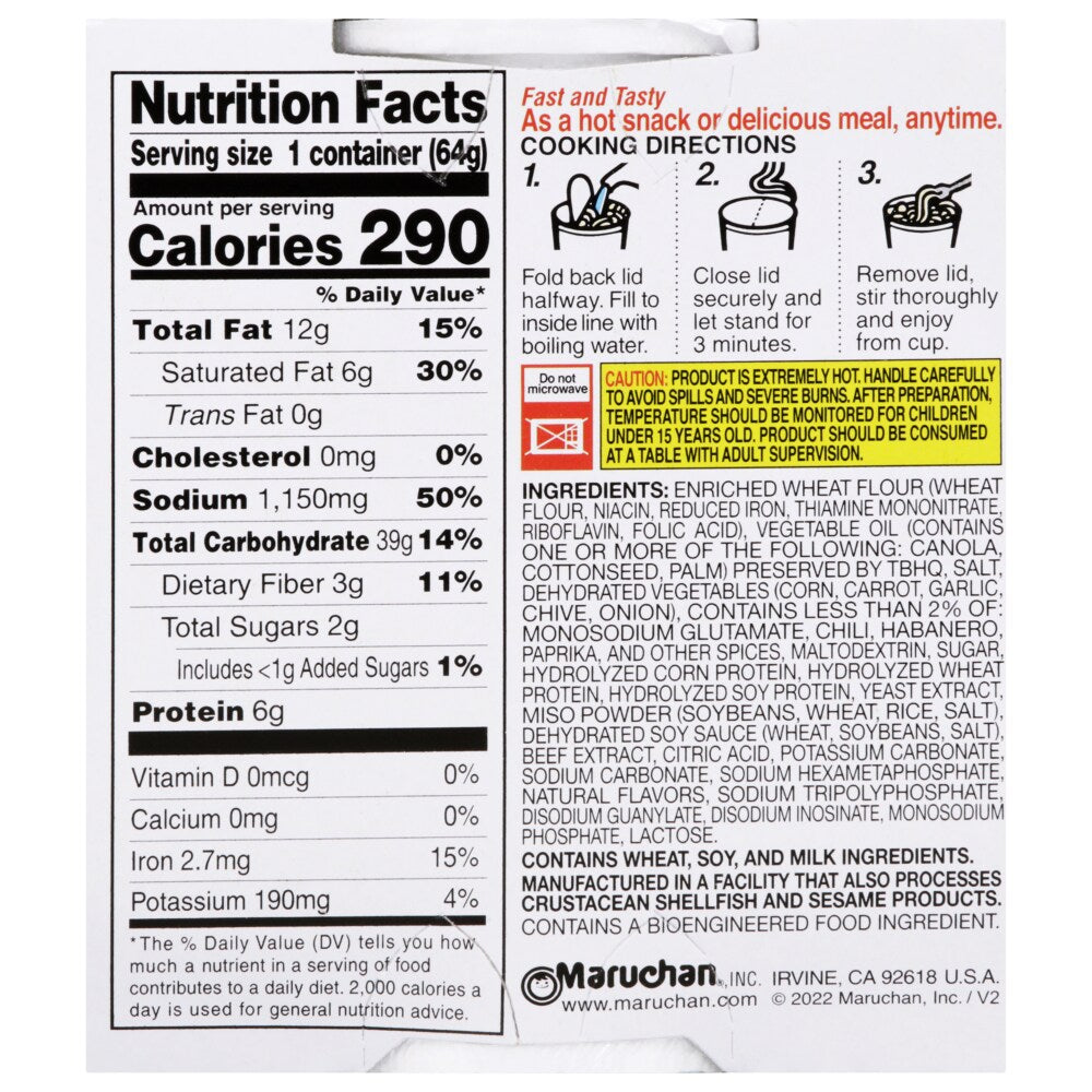 Maruchan Instant Lunch Hot & Spicy Beef Noodles displayed on store shelf