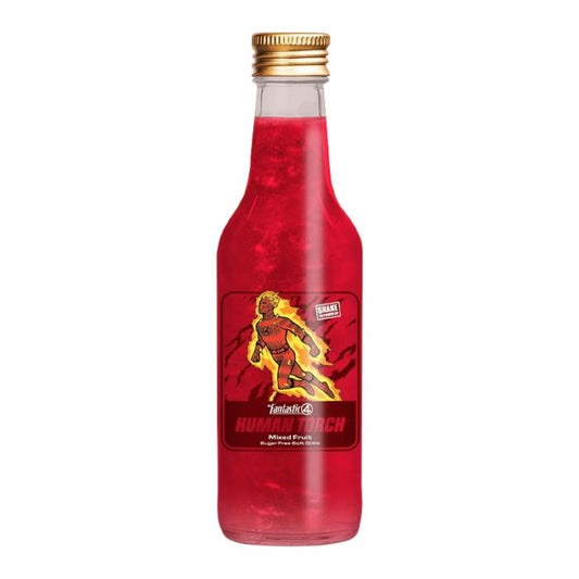 Marvel Fantastic Four Human Torch Mixed Fruit Soda 330 ml can, fizzy and fruity soft drink.
