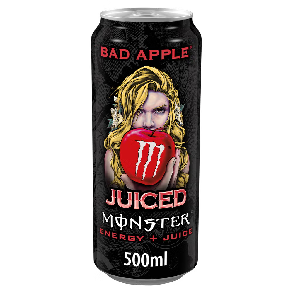 Monster Energy Bad Apple 500 ml can, crisp apple-flavored energy drink.