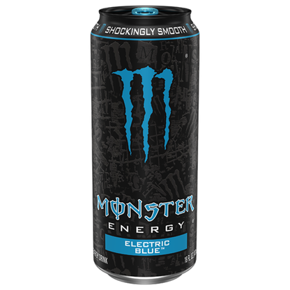 Monster Energy Drink Electric Blue USA 473ml can with bright blue design and bold Monster Energy branding.
