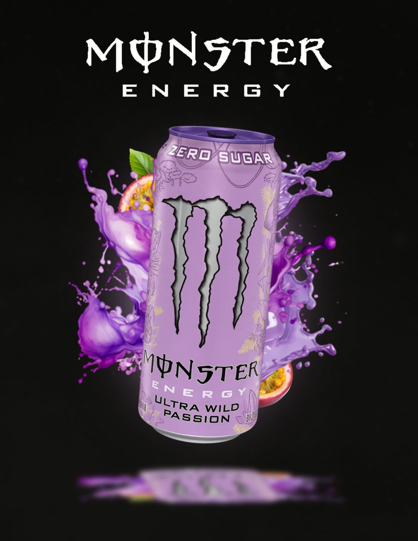 Monster Energy Drink Ultra Wild Passion 473ml can with vibrant tropical design and Monster branding