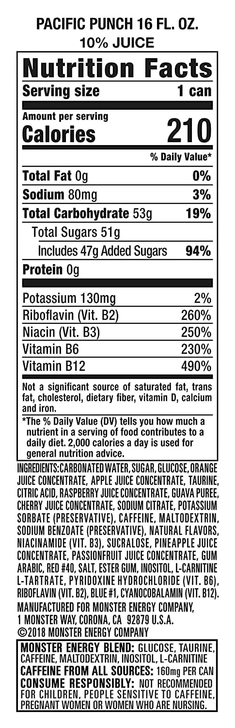 Monster Energy Drink Pacific Punch 500ml fruity punch energy drink