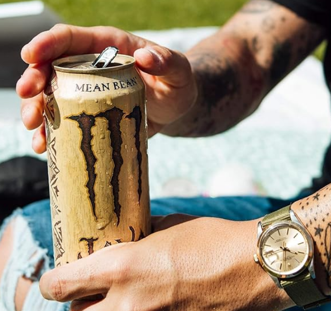 Monster Java Mean Bean 444ml can, showcasing a rich coffee flavor and creamy texture with a powerful energy boost from real coffee, caffeine, and B-vitamins.