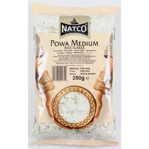 Natco Powa Medium 250g pack of medium rice flakes poha flattened rice in branded packaging