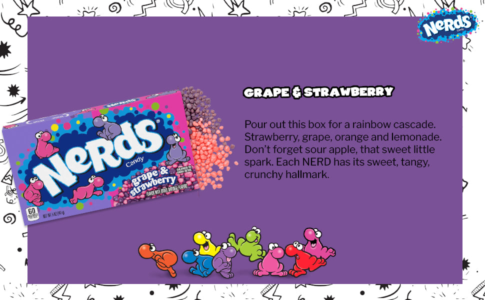 Nerds Grape and Strawberry candy – colourful crunchy grape and strawberry sweets