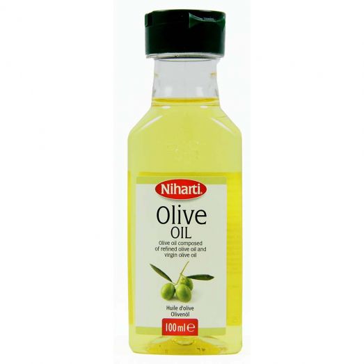 Niharti Olive Oil 100ml small bottle for cooking skin and hair care use with light texture and natural olive oil benefits