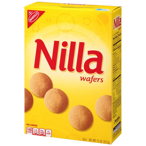 Box of Nabisco Nilla Wafers, classic vanilla-flavored wafer cookies