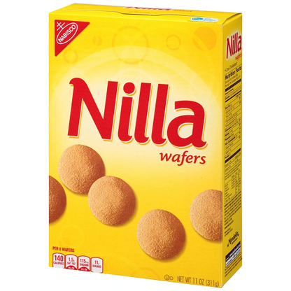 Box of Nabisco Nilla Wafers, classic vanilla-flavored wafer cookies