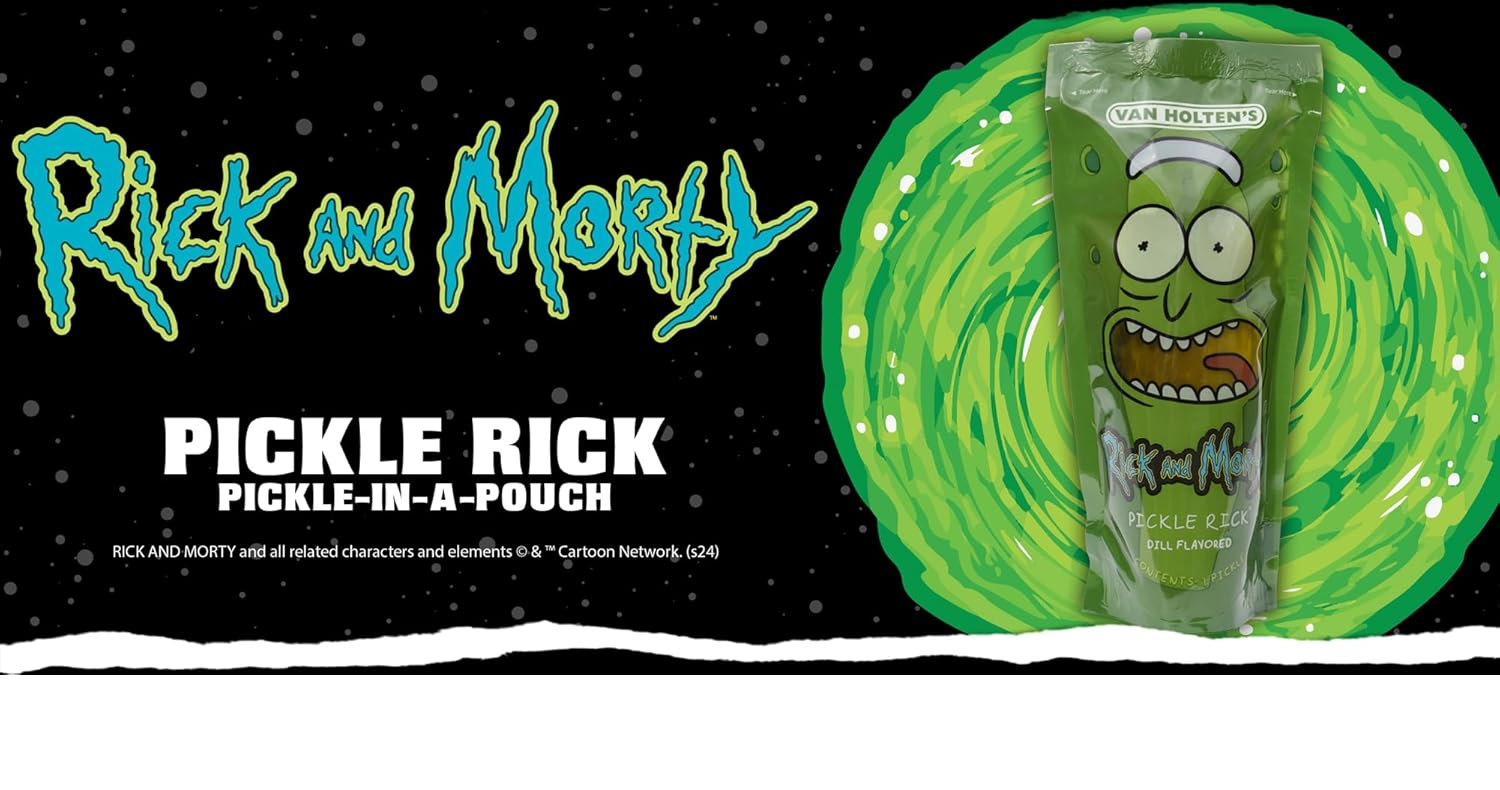 Large crunchy dill pickle inspired by Pickle Rick