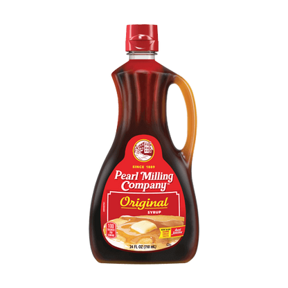 Close-up of Pearl Milling Company Original Syrup bottle for pancakes and waffles