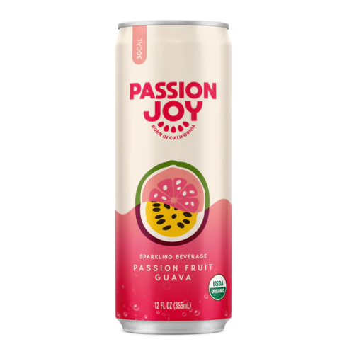 Pouring Passion Joy Passion Fruit & Guava sparkling drink into a glass – fizzy tropical refreshment