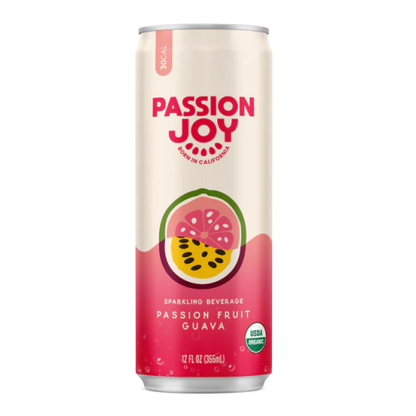 Pouring Passion Joy Passion Fruit & Guava sparkling drink into a glass – fizzy tropical refreshment