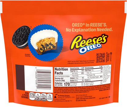 Close-up of Reese’s Oreo Mini Cups with creamy peanut butter filling