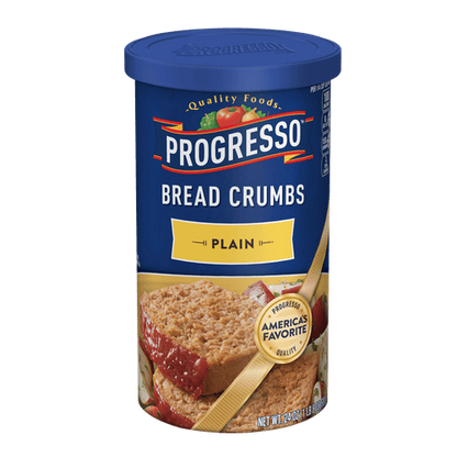 425 g container of Progresso Plain Bread Crumbs – perfect for coating, topping, or binding in recipes.