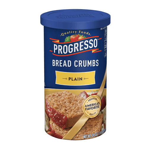 425 g container of Progresso Plain Bread Crumbs – perfect for coating, topping, or binding in recipes.