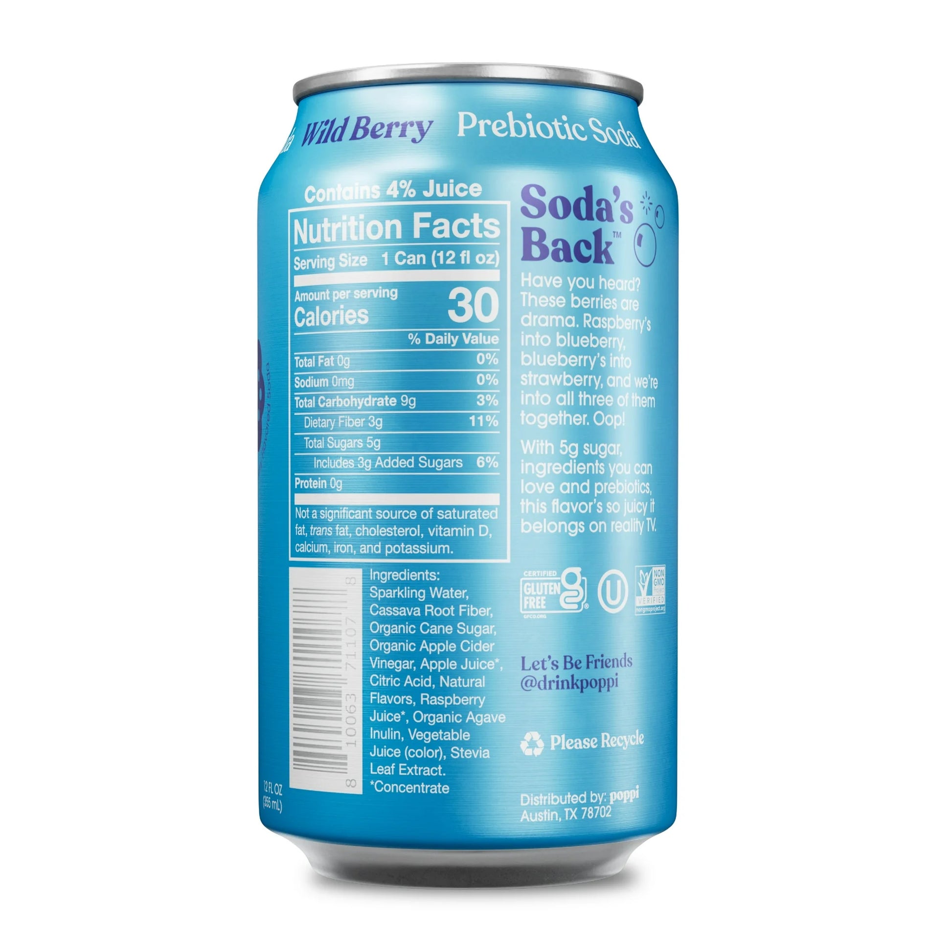 Poppi Wild Berry Soda 12 oz