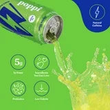 Poppi Prebiotic Soda Alpine Blast 355ml can with bright, clean packaging, offering a citrus-flavored soda infused with apple cider vinegar for gut health.