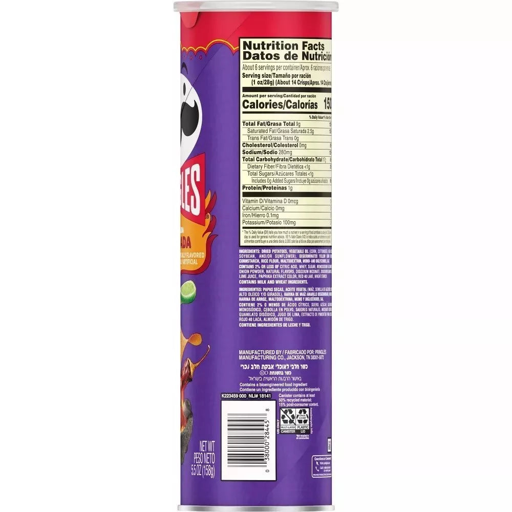 Pringles Enchilada Adobada Potato Chips Crisps 5.5 OZ 158g