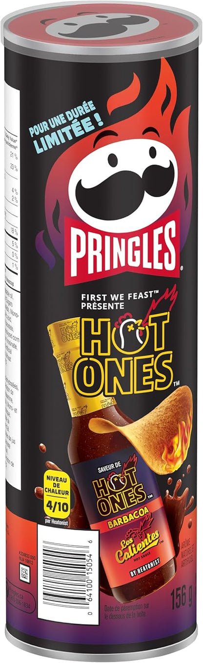 Pringles Hot Ones Los Calientes Barbacoa Crisps Can 5.5oz (156g)