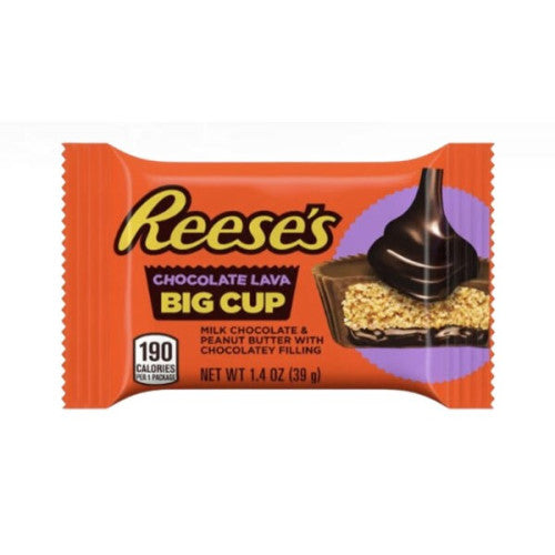 Reese’s Big Cup with Chocolate Lava and Peanut Butter Filling (39g) – Close-up of the rich, molten peanut butter center surrounded by a thick layer of milk chocolate.
