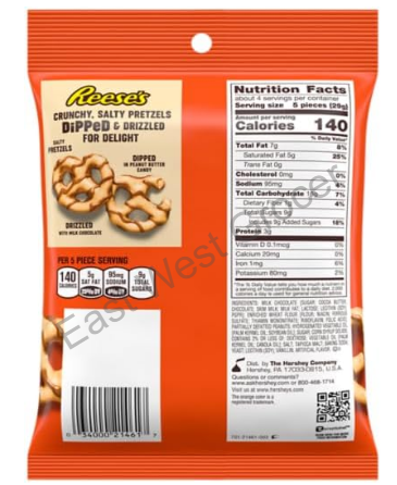 Reese’s Dipped Pretzels Peanut Butter Candy 120g – USA Imported Sweet & Salty Snack – Chocolate Coated Pretzels UK
