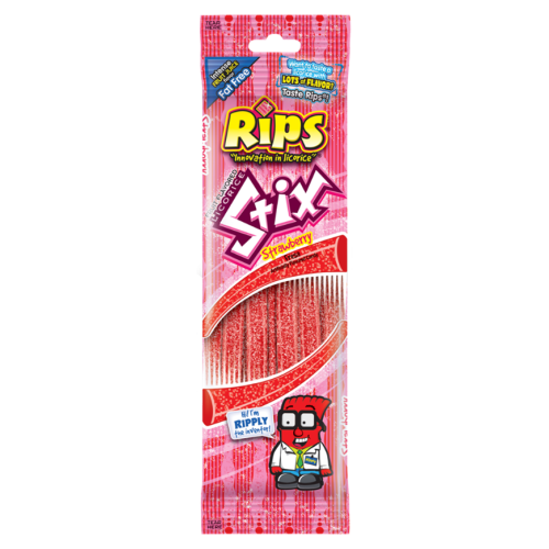 Rips Stix Strawberry candy pack front view