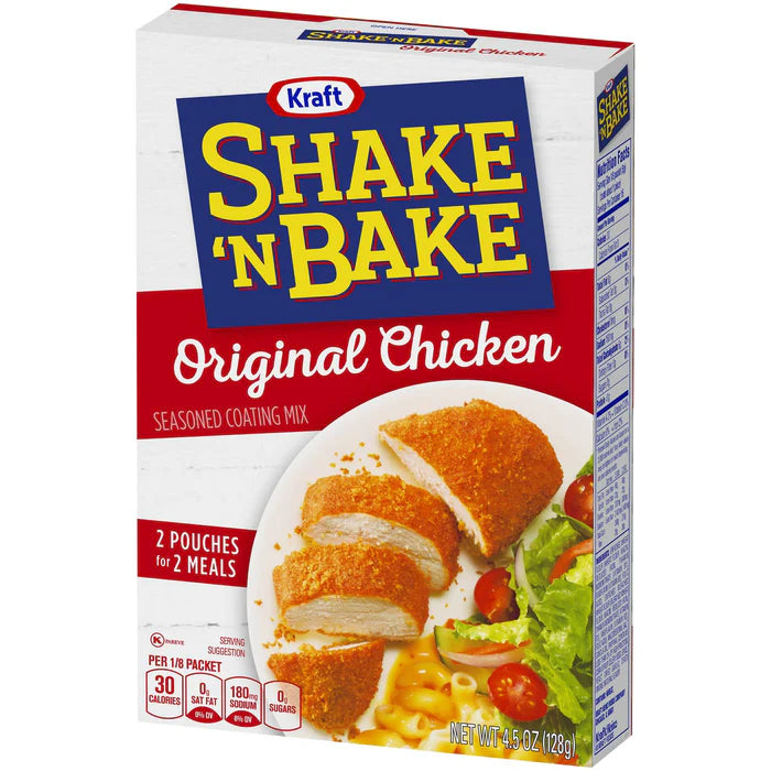 Shake ‘N Bake Original Chicken Coating Mix, 10 x 126g sachets, perfect for oven-baked chicken or quick family meals.