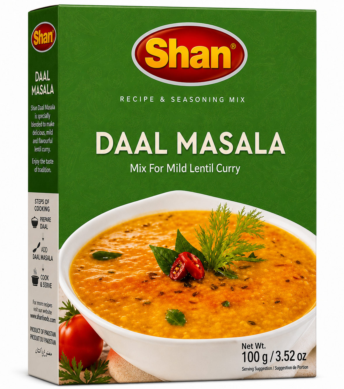 Shan Daal Masala 100g spice mix for preparing rich and aromatic Pakistani-style lentil curry and traditional daal dishes