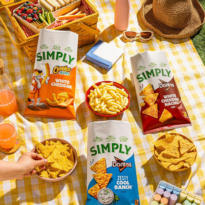 Simply Cheetos White Cheddar Puffs snack close-up