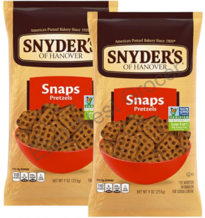 Snyder’s of Hanover Snaps Pretzels 510g (Pack of 2) – USA Import | Square Salted Pretzel Crisps | UK Stock | No Customs | Perfect for Dips, Snacks & Recipes