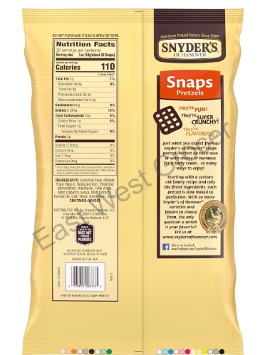 Snyder’s of Hanover Snaps Pretzels 510g (Pack of 2) – USA Import | Square Salted Pretzel Crisps | UK Stock | No Customs | Perfect for Dips, Snacks & Recipes