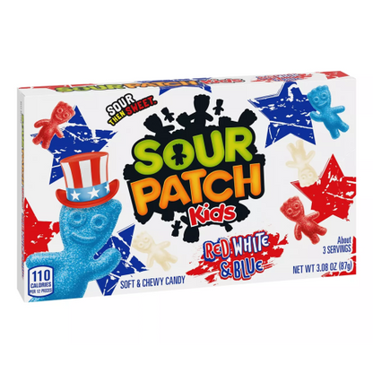 “Sour Patch Kids Red White & Blue share size theatre box snack red white blue flavours”