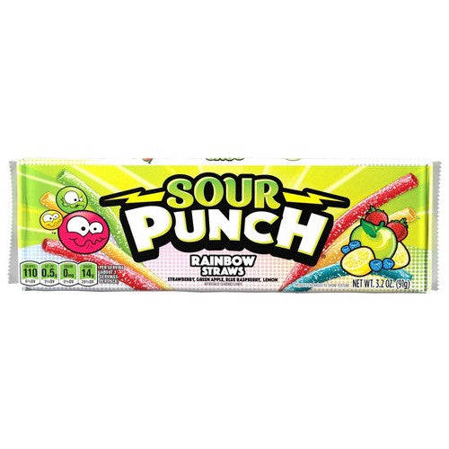 Sour Punch Straws – Rainbow (57g) – Tangy & Chewy Candy with Mixed Fruit Flavors