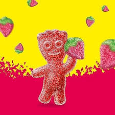 Sour Patch Kids Share Size Strawberry Pouch, featuring tangy sour-coated strawberry-flavored gummies with a sweet center.