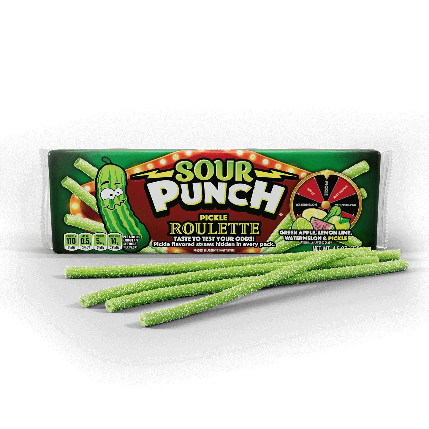 Sour Punch Pickle Roulette King Size – Chewy Tangy Candy Bites