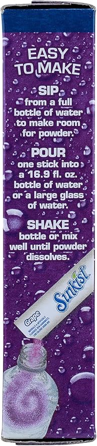 Single-serve Sunkist Grape Zero Sugar powdered drink mix, 0.58 oz, portable grape flavor