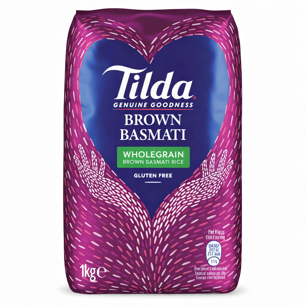 Tilda Brown Basmati Rice 1kg pack – premium wholegrain basmati rice